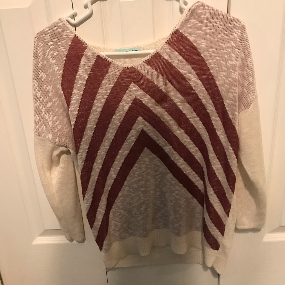 Maroon & Cream/ Chevron/ 3 Quarter Length